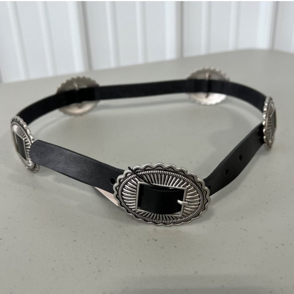 NWT Most Wanted Concho Belt Women M Genuine Leather Black Western Boho Hippie